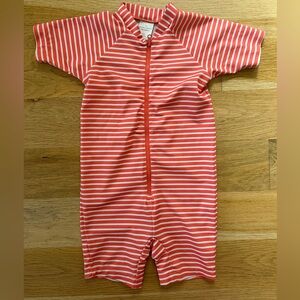 Hanna Andersson Red and White Striped Kids Swim Rashguard